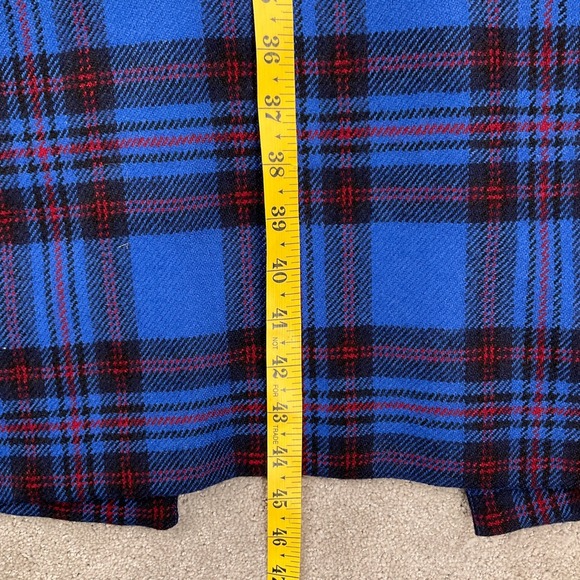 Albert Nipon Coat Women 8 Blue Red Tartan Plaid Long Wool 80s Statement - Picture 13 of 16